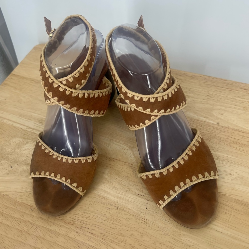 TORY BURCH block suede heel Stappy sandals